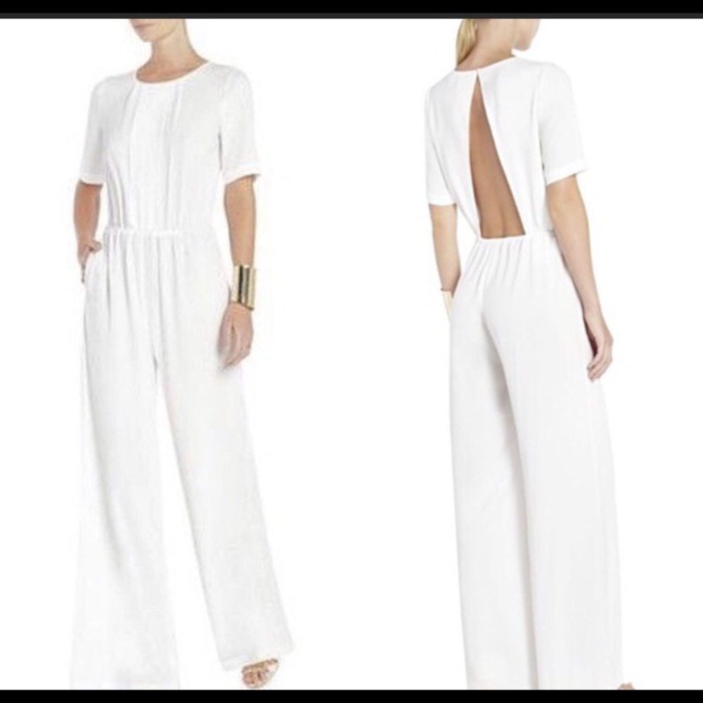xsmall bcbg maxazria beige  jumpsuit